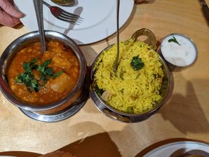 Aloo Ghobi curry and Lemon Rice at Sagar Vegan & Vegetarian Restaurant - Hammersmith in West London