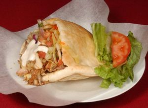 Soy Shawarma Meat, comes with french fries and a soda!  at Holy Bagels and Pizzeria in Miami