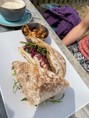 Tofu sandwich with peanut sauce  at Apple Tree Cafe in Trevescan