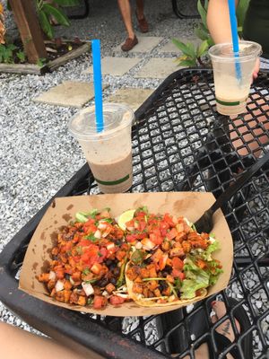 veggie tacos no white sauce  at Finn's Island Style Grub in Panama City Beach