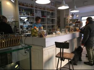 wide selection of vegan pastries at Fram Cafe in Bologna