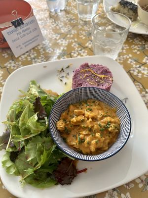 Purple quinoa with soya/veggie dish and salad   at Fram Cafe in Bologna
