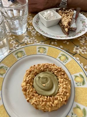 Pistachio biscuit and chocolate torte  at Fram Cafe in Bologna