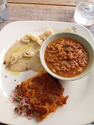 Mixed plate for lunch at Fram Cafe in Bologna