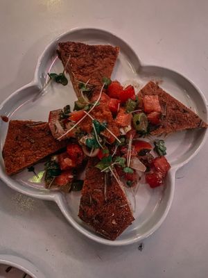 Appetiser: Farinata with salsa #Veganuary at KataKata in South West London