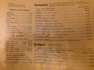 menu at KataKata in South West London