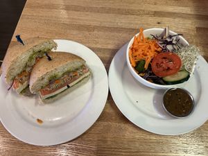 The Vegan sandwich with house salad and mushroom sesame dressing.  #Veganuary at The Tomato Head - Gallery Shopping Ctr in Knoxville