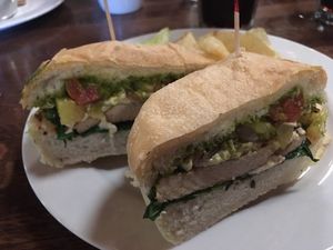 Kepner melt with vegan pesto and vegan cheese! Yum!! at The Tomato Head - Gallery Shopping Ctr in Knoxville