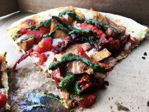 Vegan pesto pizza with tofu.  at The Tomato Head - Gallery Shopping Ctr in Knoxville