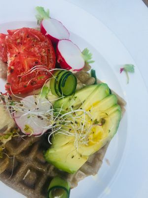 Gofry gryczane at Think Love Juices & Vegan Food in Warsaw