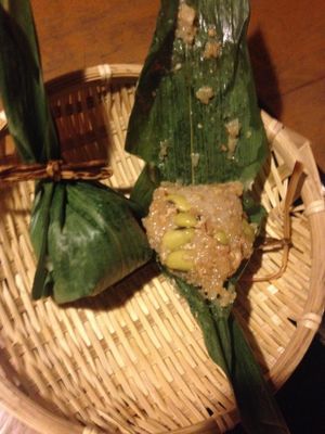 Delicious sticky rice with edamame  at Tofu Sorano in Tokyo