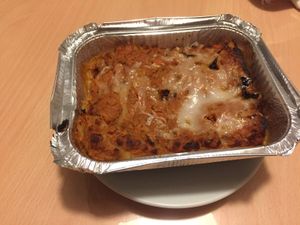 Vegan lasagna at O'Vita in Parma