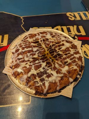 Vegan cinnamon roll pizza at Peace Love and Pizza - East Cobb in Marietta