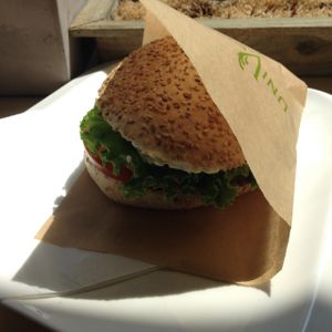 Grain and Legume Burger with Cheese and Mayo at Universo Vegano - Solferino in Milan