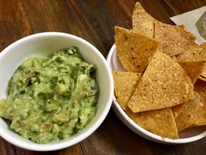 corn chips & guacamole at VSpot Express in New York City