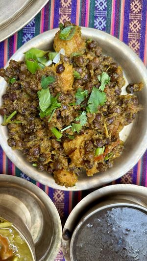 Butternut squash and black chickpeas   at Yak Yeti Yak in Bath