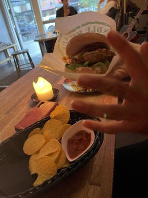 Crippa’s burger (fucking yum)  at Crippas Cafe in Gothenburg
