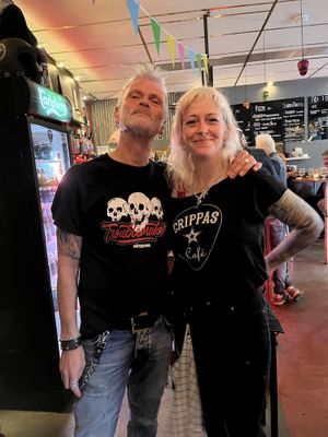 The actual Crippa and staff member Therese. Amazing lovely people💗 at Crippas Cafe in Gothenburg