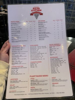 Menu  at Louisiana Pizza Kitchen in New Orleans