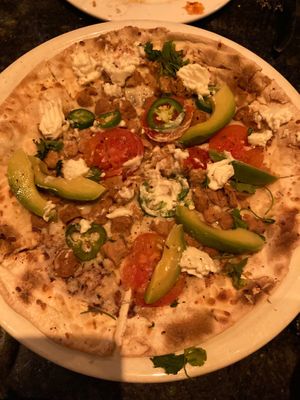 Vegan roasted chicken pizza at Louisiana Pizza Kitchen in New Orleans