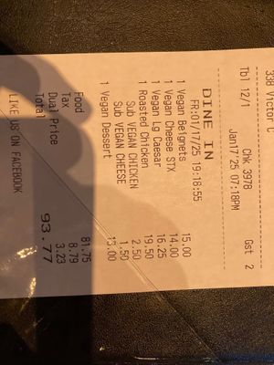 The bill at Louisiana Pizza Kitchen in New Orleans