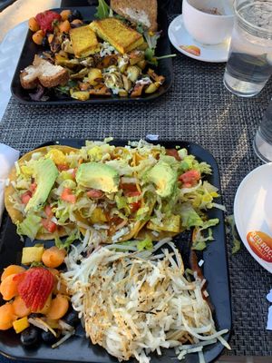 Breakfast tacos and vegetable breakfast hash at Cafe Lush in Albuquerque