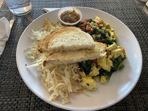 Tofu scramble- even had vegan butter for toast.  at Cafe Lush in Albuquerque