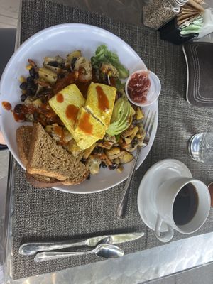 The hash with tofu, beans and avocado👌  at Cafe Lush in Albuquerque