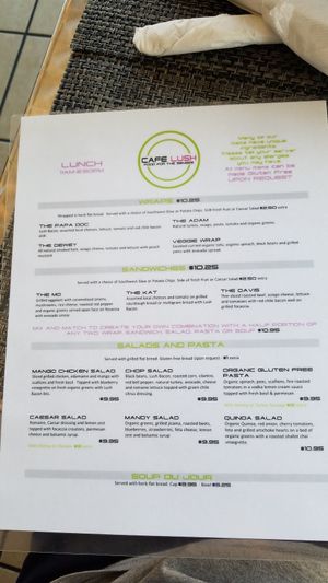 Menu 1 at Cafe Lush in Albuquerque
