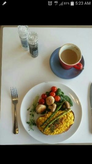 scrambled tofu & soy latte at Michelle's Cafe in Toowoomba