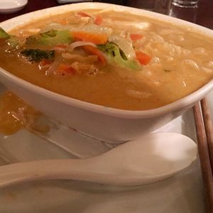 vegan Thai coconut soup with tofu at Chile Rojo in Puerto Viejo De Talamanca