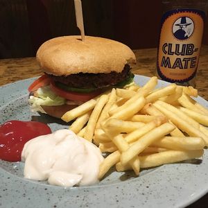 Vegan burger at Kavarna Klubu Cross in Prague