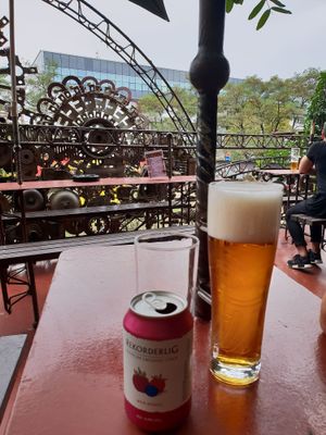 Cool ironworks! DJ playing in the outdoor area. at Kavarna Klubu Cross in Prague