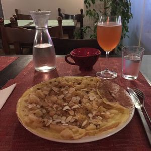 The Merry Elf crepe with Breton Kir at Crepe de la Joie in Paris