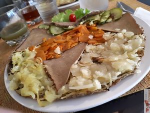 Wonderful galettes ! at Crepe de la Joie in Paris