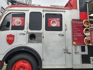 Food truck in Canary Wharf at Red Tent Ethiopia in South East London