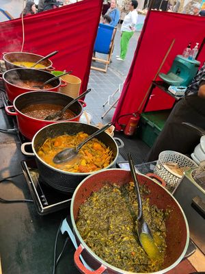 Choice of traditional dishes  at Red Tent Ethiopia in South East London