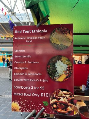 Menu at Red Tent Ethiopia in South East London