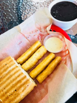 Cuban Sandwich with Frijoles Negros at Equelecua Cuban Cafe - Cloud Kitchen in Los Angeles