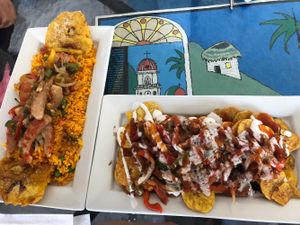 Vegan shrimp + nachos at Equelecua Cuban Cafe - Cloud Kitchen in Los Angeles
