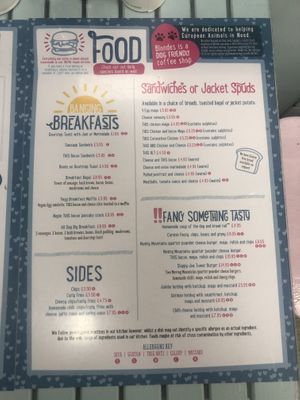 Menu as of May 2022  at Blondes in Cottingham