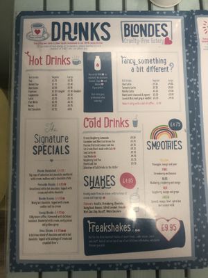 Menu as of May 2022  at Blondes in Cottingham
