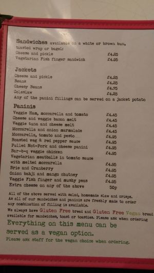 menu at Blondes in Cottingham