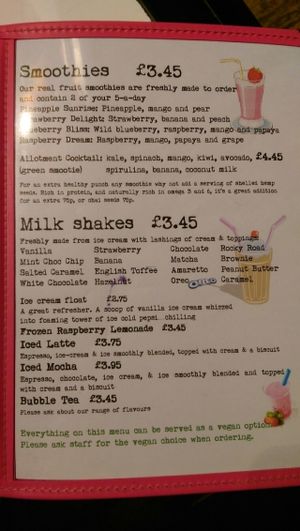 menu at Blondes in Cottingham