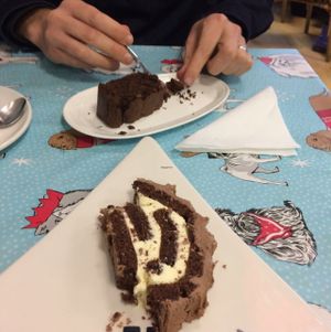 brownie and chocolate log  at Blondes in Cottingham