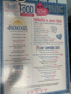 Food menu   at Blondes in Cottingham