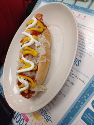 Sauerkraut hot dog at Blondes in Cottingham