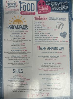 Menu 2024  at Blondes in Cottingham