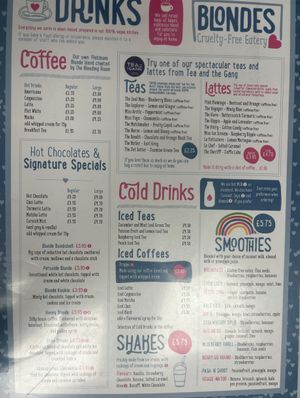 Menu 2024  at Blondes in Cottingham