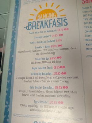 Breakfast menue at Blondes in Cottingham